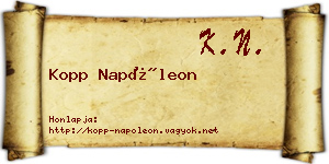 Kopp Napóleon névjegykártya